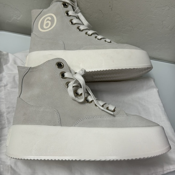 Mason Margiela MM6 Suede High Top platform Sneakers Light Gray Size 35 - Picture 4 of 10